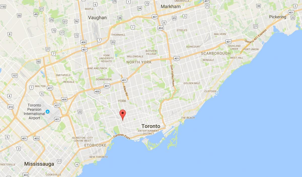 Kaart van Aansluiting Driehoek distrik Toronto
