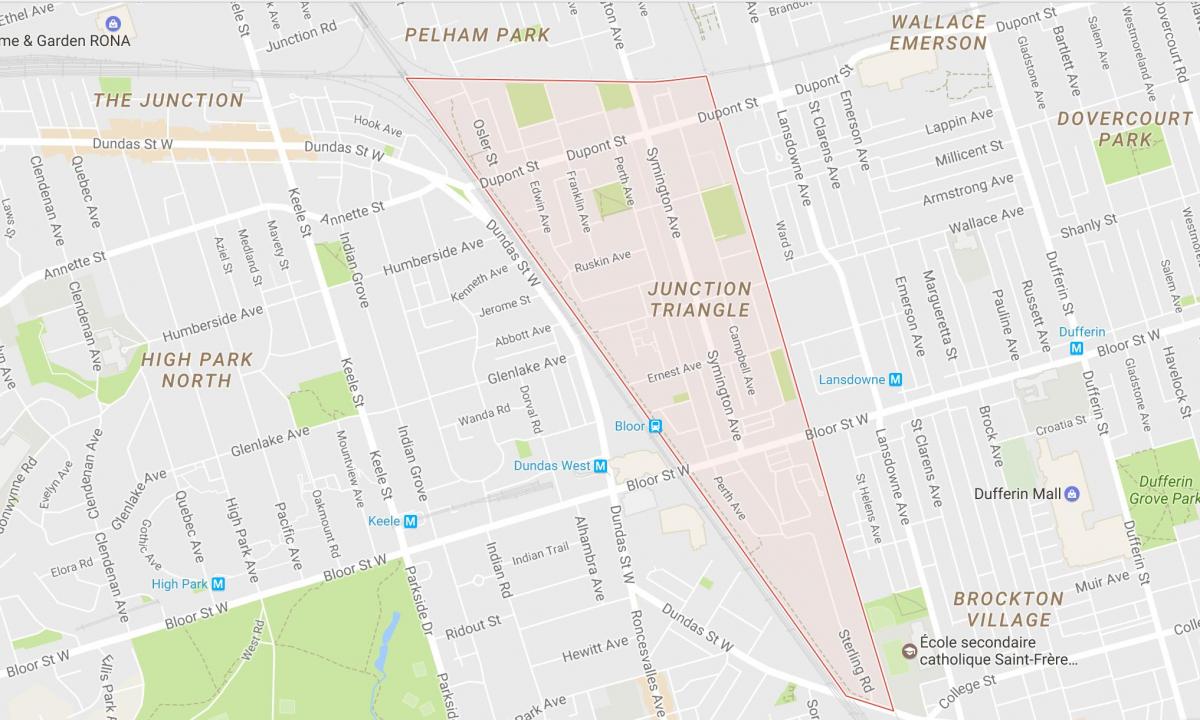 Kaart van Aansluiting Driehoek omgewing Toronto
