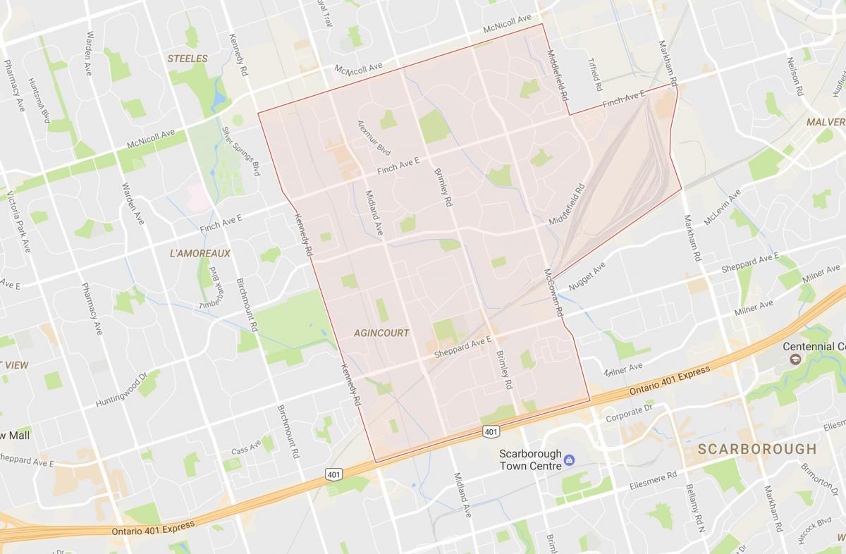 Kaart van Agincourt omgewing Toronto