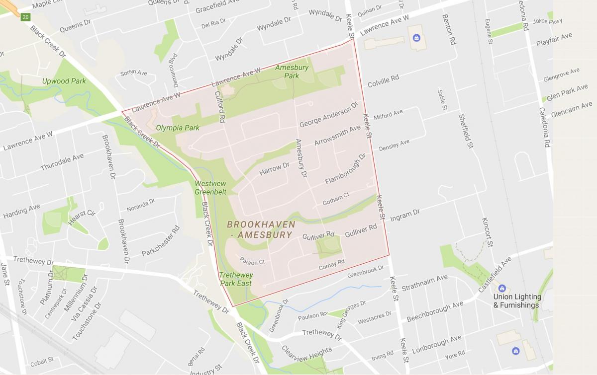 Kaart van Amesbury omgewing Toronto