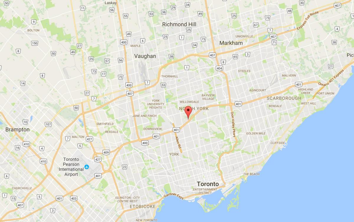 Kaart van Wapens Hoogtes distrik Toronto