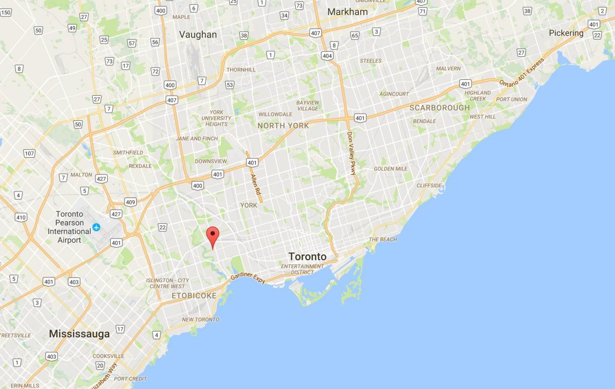 Kaart van die Baba Punt distrik Toronto