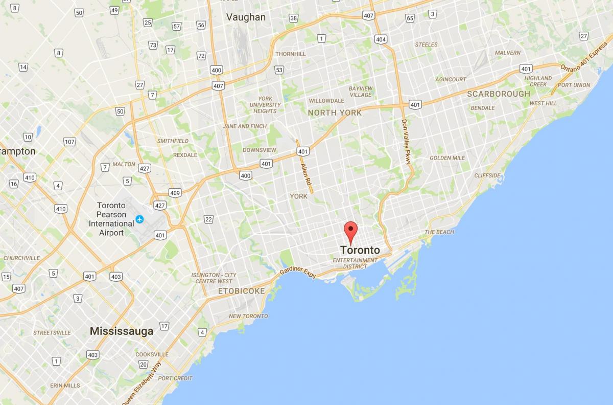 Kaart van Baldwin Dorp distrik Toronto