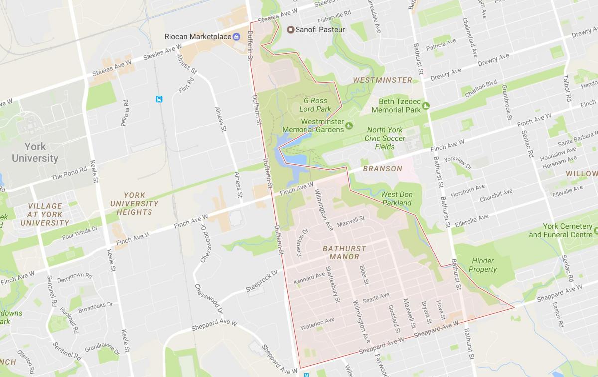 Kaart van Bathurst Manor omgewing Toronto