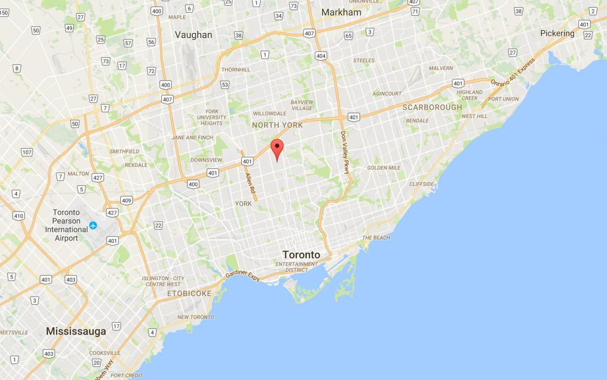 Kaart van Bedford Park distrik Toronto