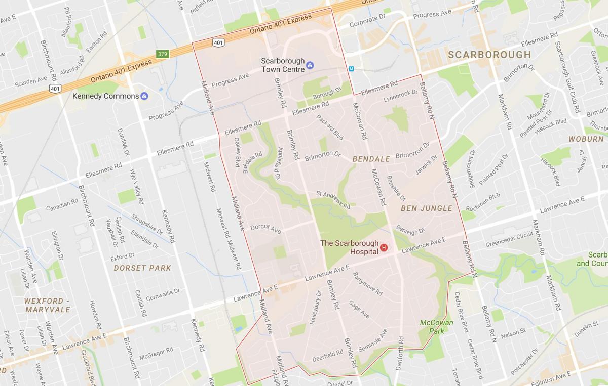 Kaart van Bendale omgewing Toronto