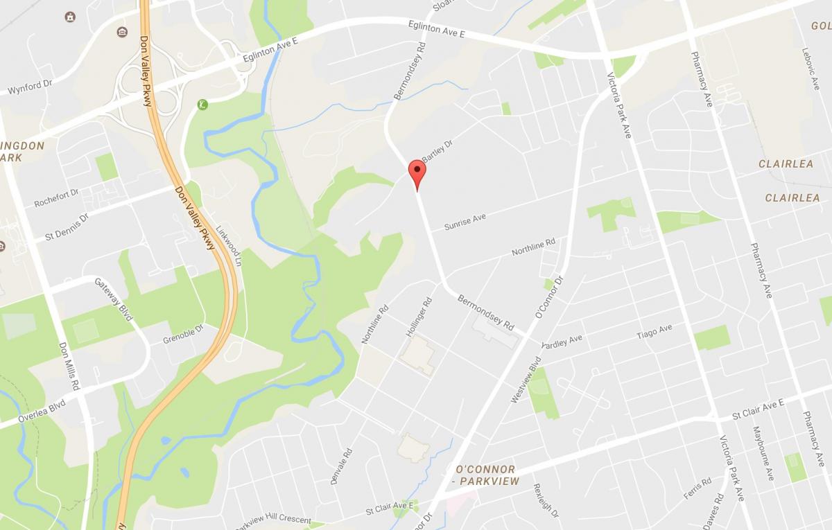 Kaart van Bermondsey omgewing Toronto