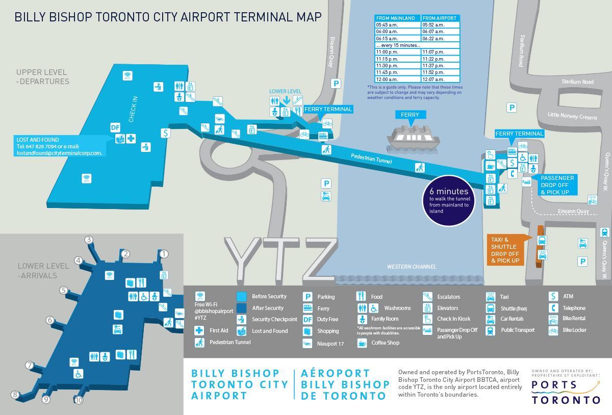 Kaart van Billy Biskop Toronto stad lughawe