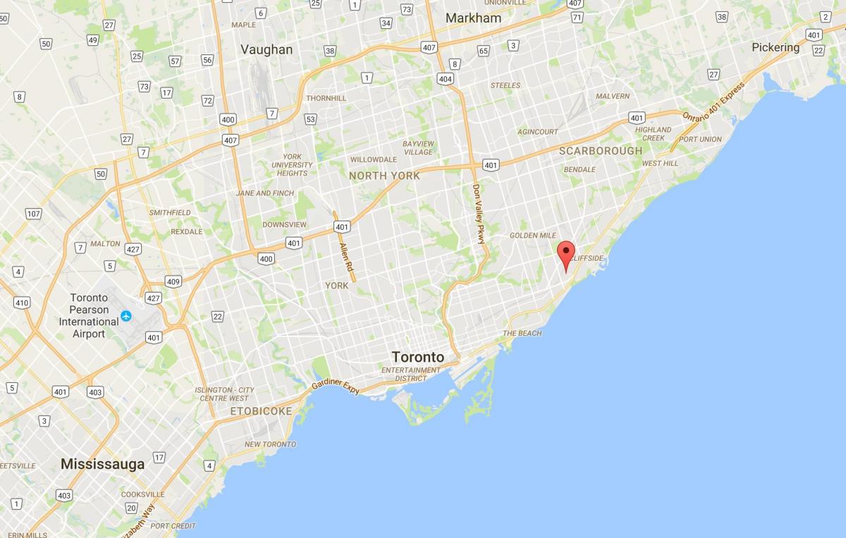 Kaart van Berk Krans Hoogtes distrik Toronto
