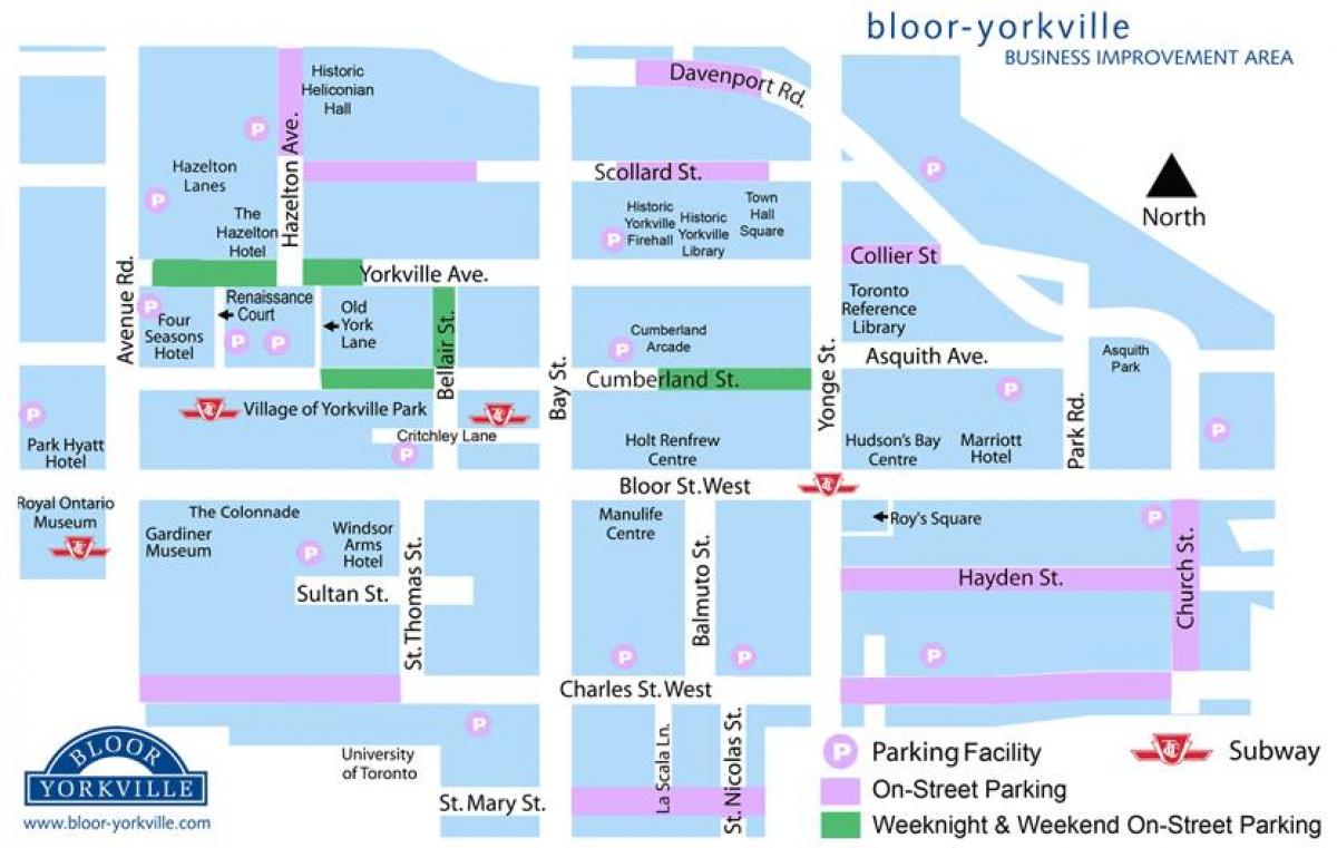 Kaart van Bloor Yorkville parkering