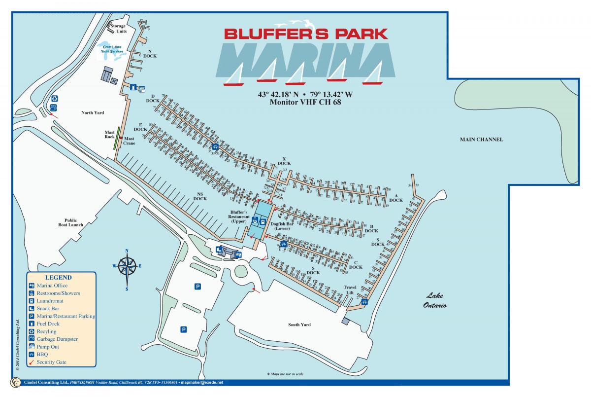 Kaart van Bluffer se Park Marina