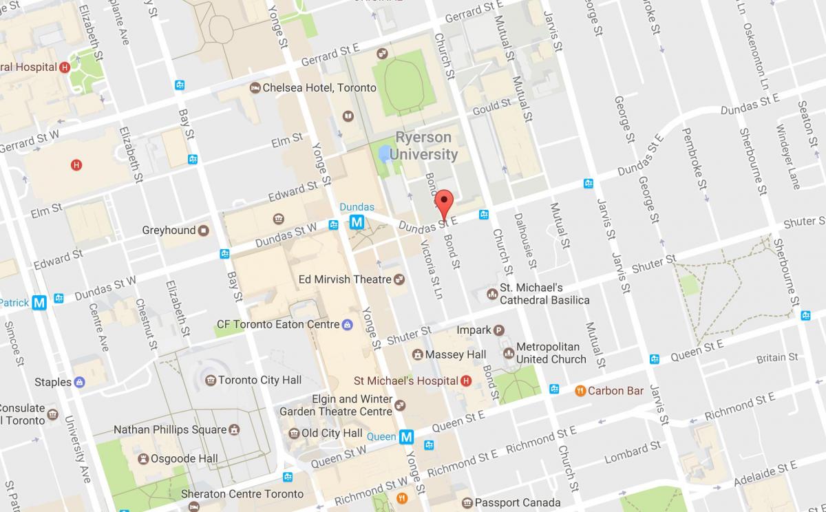 Kaart van die Bond street Toronto