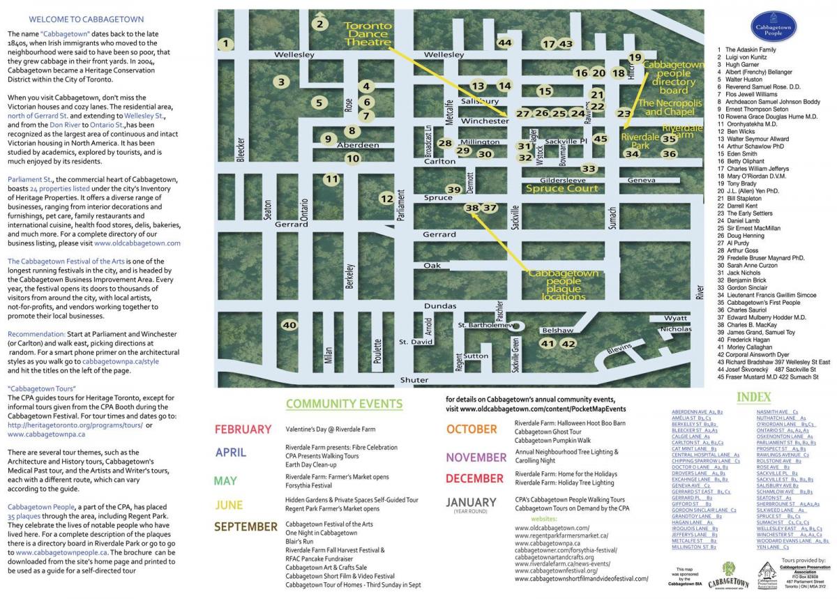 Kaart van Cabbagetown gebeure Toronto