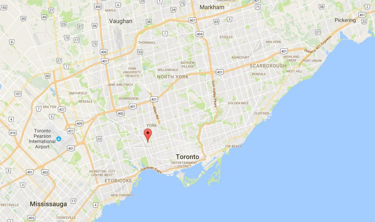 Kaart van Carleton Dorp distrik Toronto