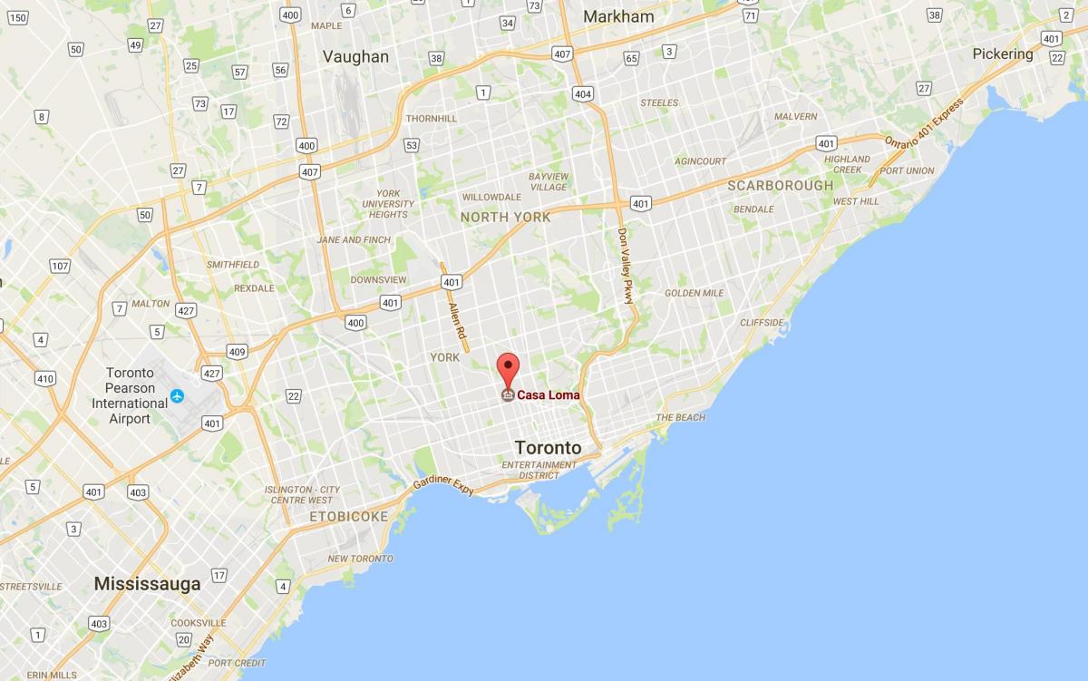 Kaart van Casa Loma distrik Toronto