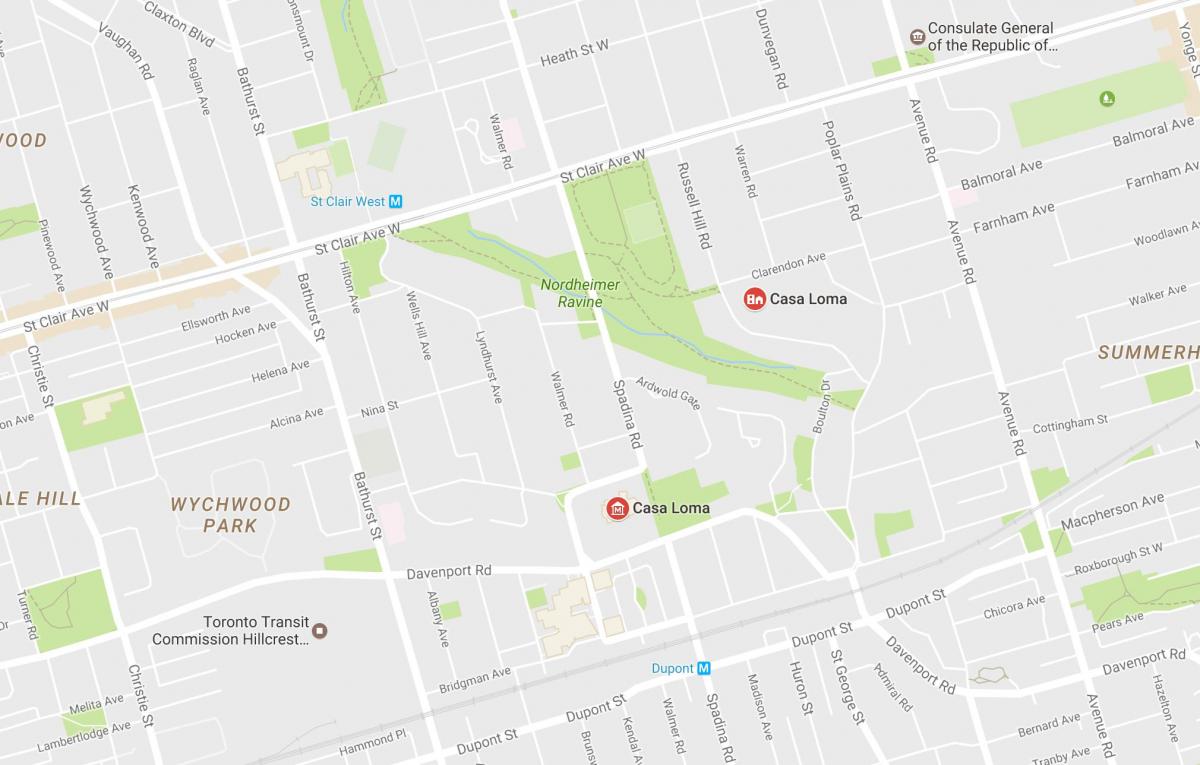 Kaart van Casa Loma omgewing Toronto