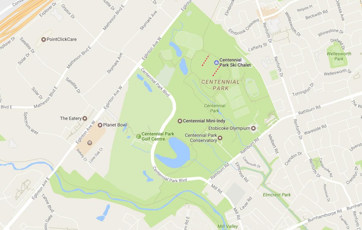 Kaart van Centennial Park omgewing Toronto