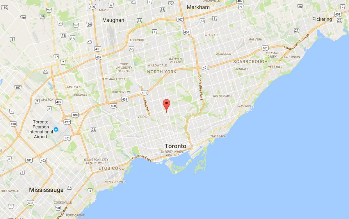 Kaart van Chaplin Boedels distrik Toronto