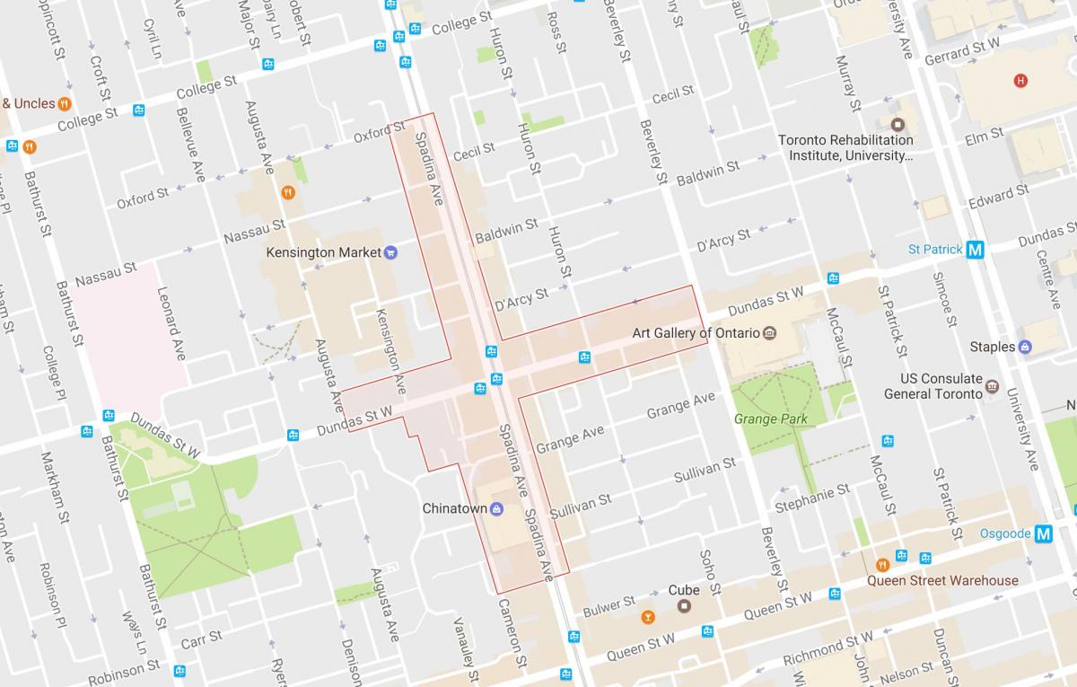 Kaart van Chinatown omgewing Toronto