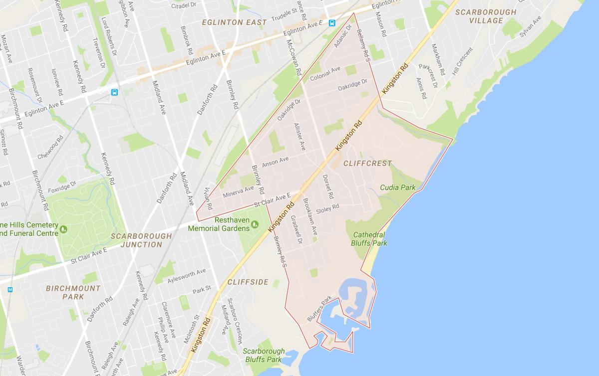Kaart van Cliffcrest omgewing Toronto