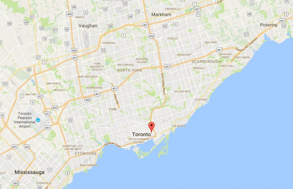 Kaart van Corktown distrik Toronto