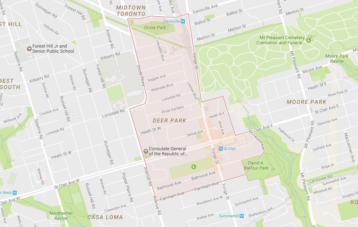 Kaart van'n Gemsbok Park omgewing Toronto