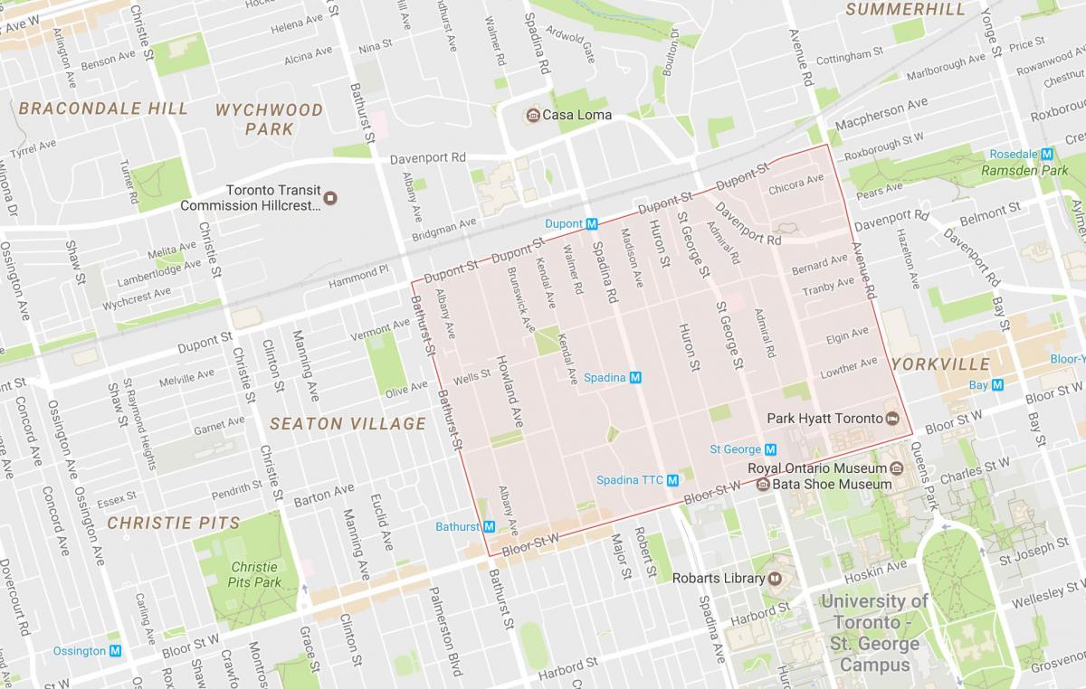 Kaart van Die Aanhangsel omgewing Toronto