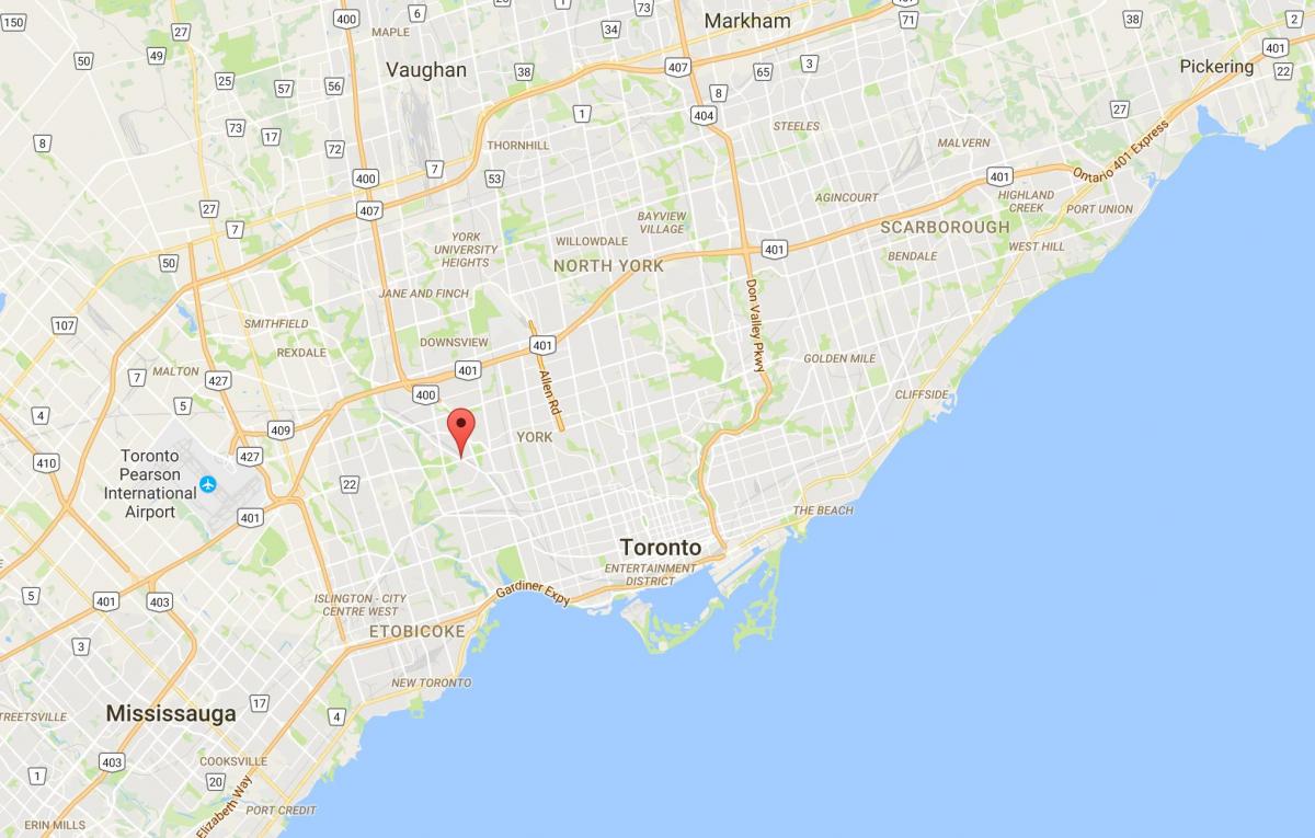 Kaart van die Berg Dennis distrik Toronto