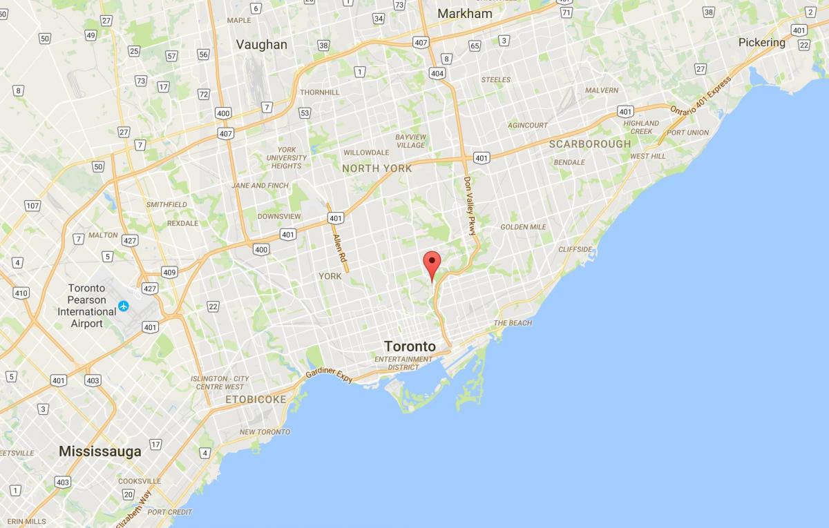 Kaart van die Goewerneur se Brug distrik Toronto