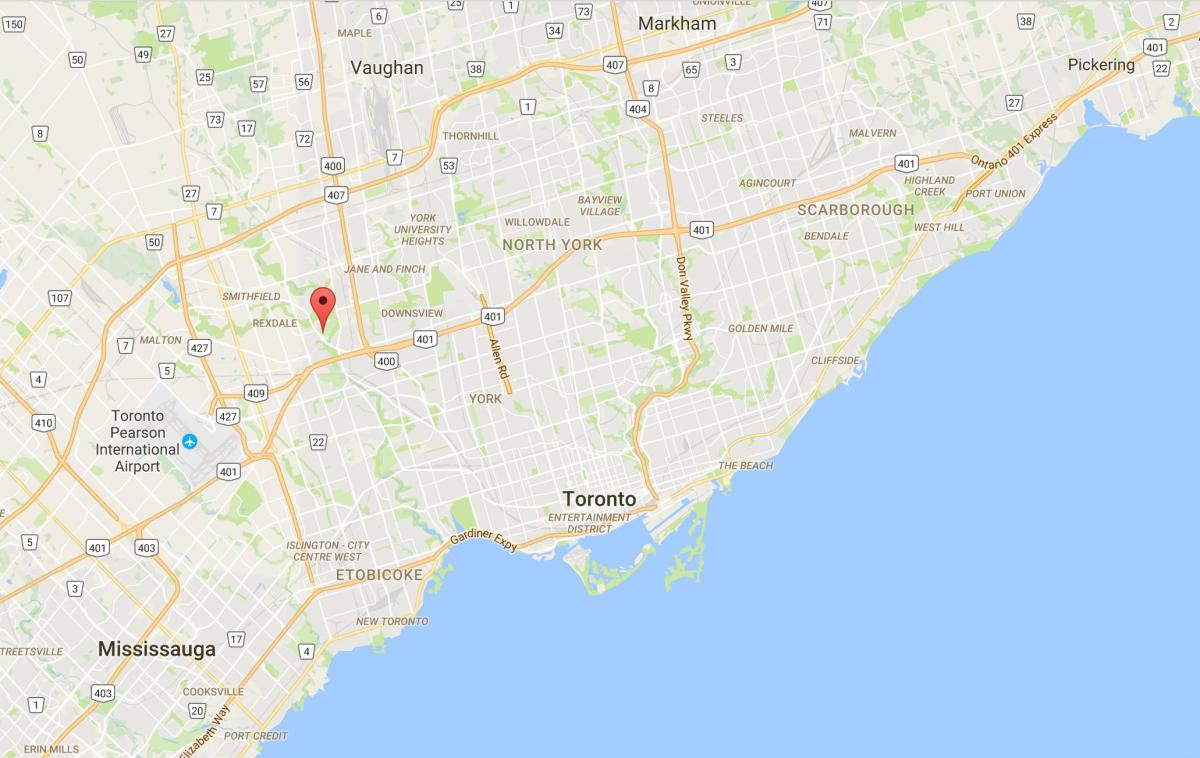 Kaart van Die Terpentynbome distrik Toronto