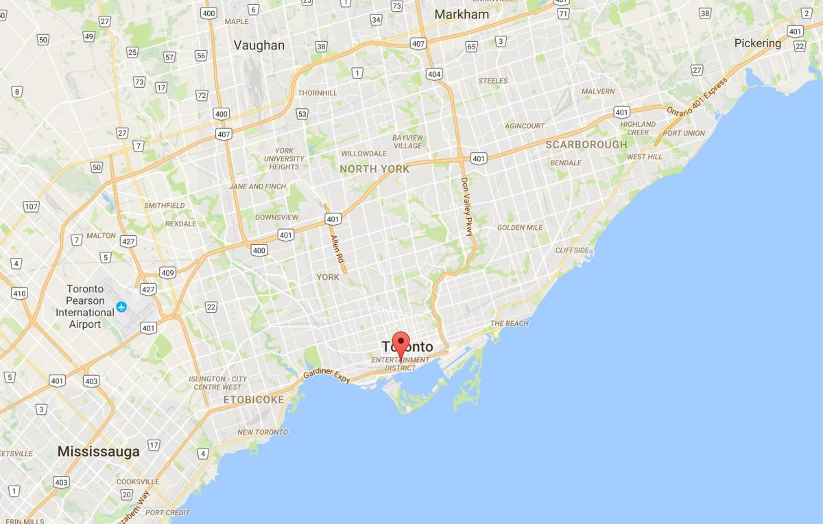 Kaart van Die Vermaak Distrik distrik Toronto