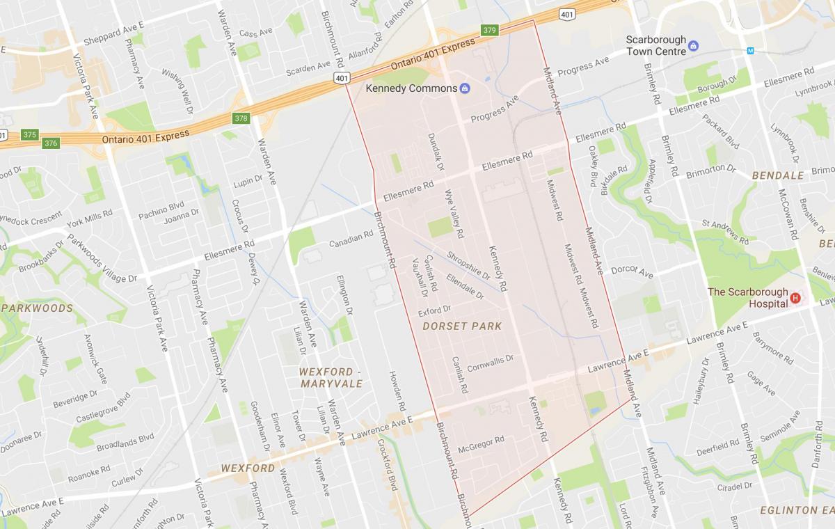 Kaart van Dorset Park omgewing Toronto