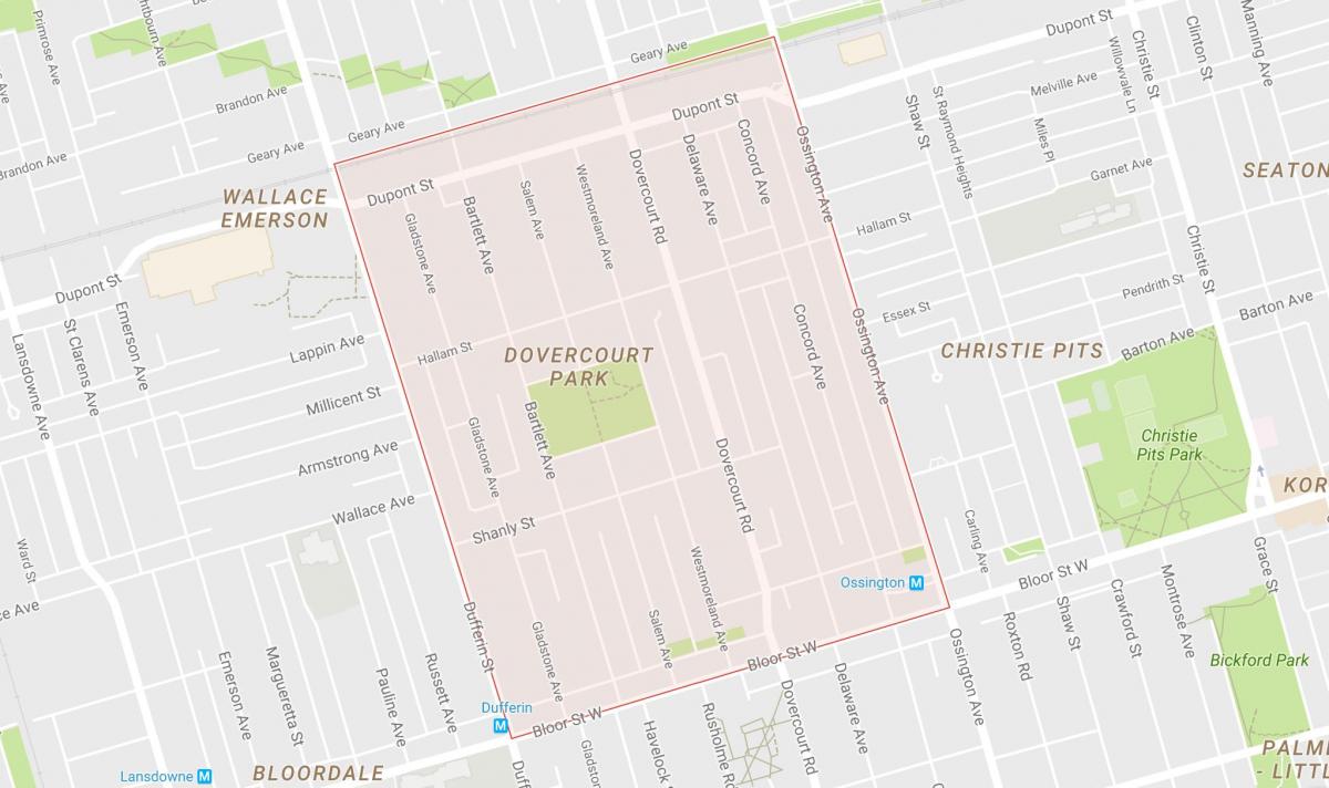 Kaart van Dovercourt Park omgewing Toronto