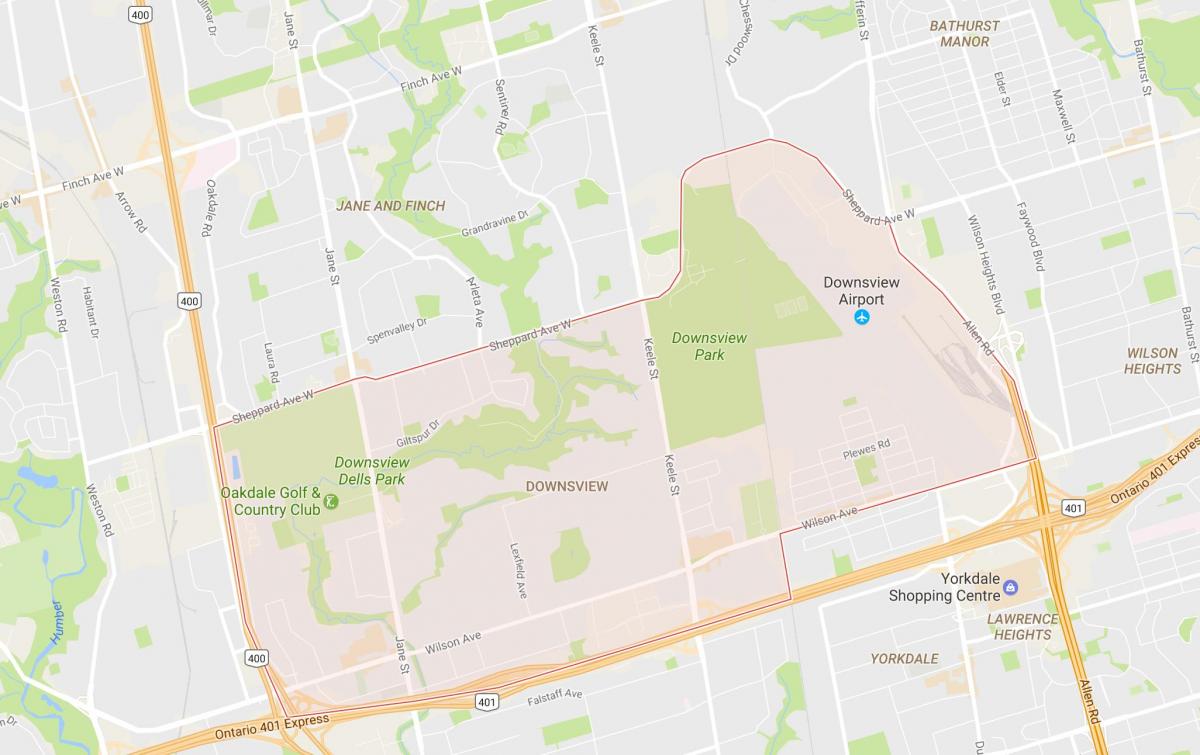 Kaart van Downsview omgewing Toronto
