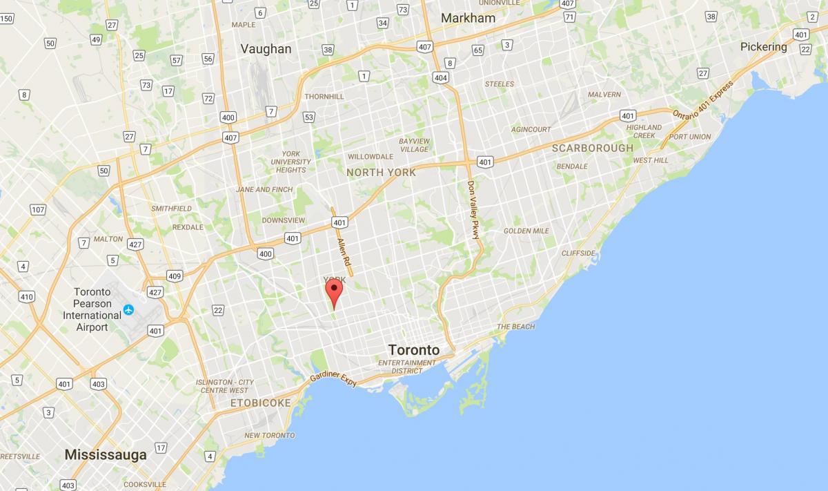 Kaart van Earlscourt distrik Toronto