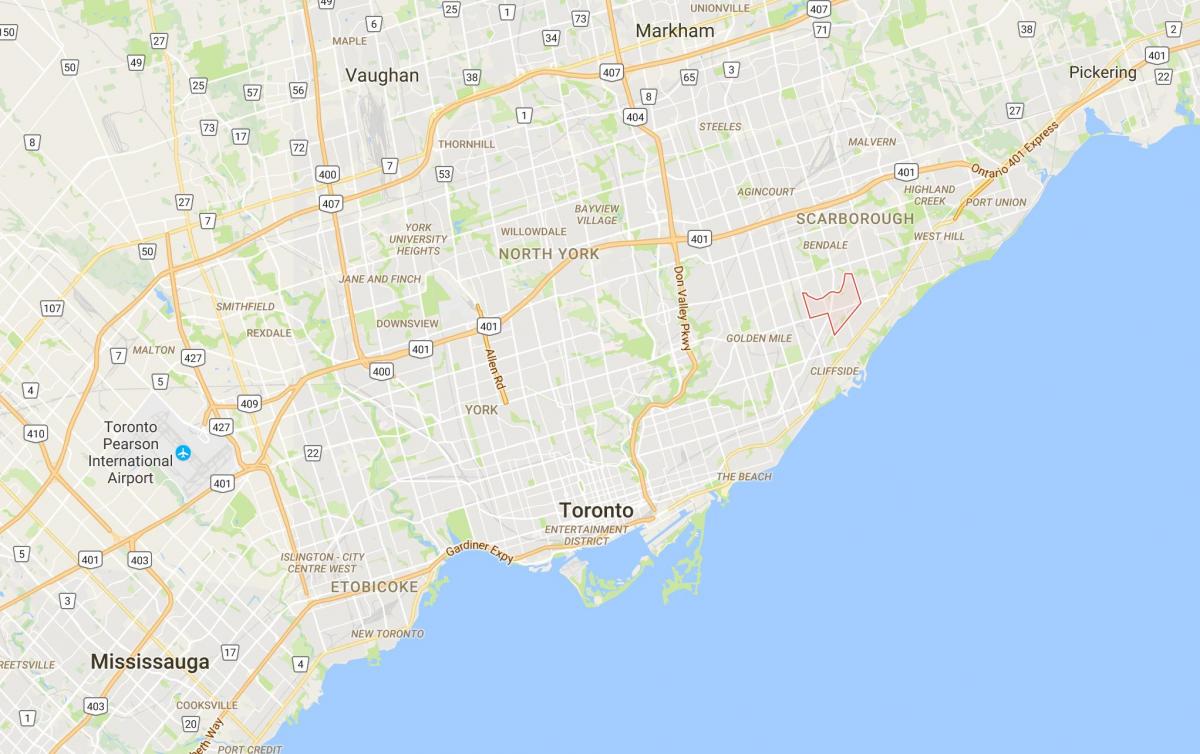 Kaart van Eglinton Oos distrik Toronto