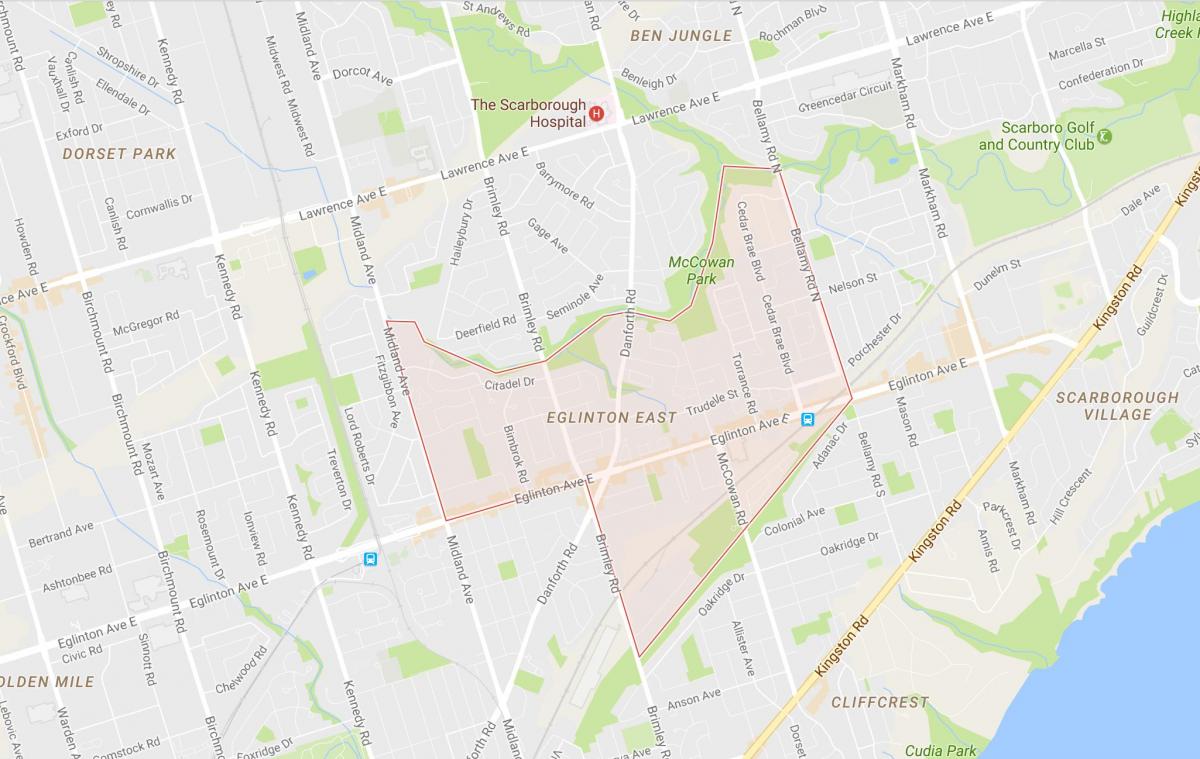 Kaart van Eglinton Oos omgewing Toronto