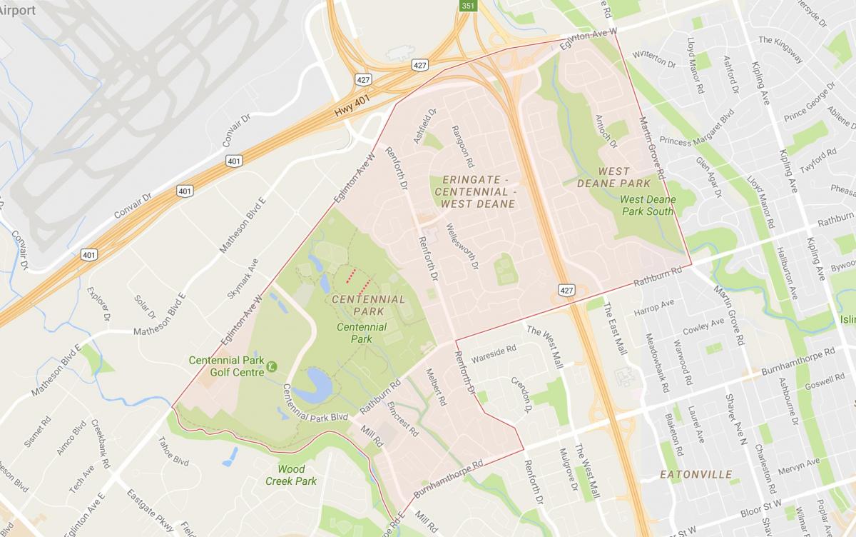 Kaart van Eringate omgewing Toronto