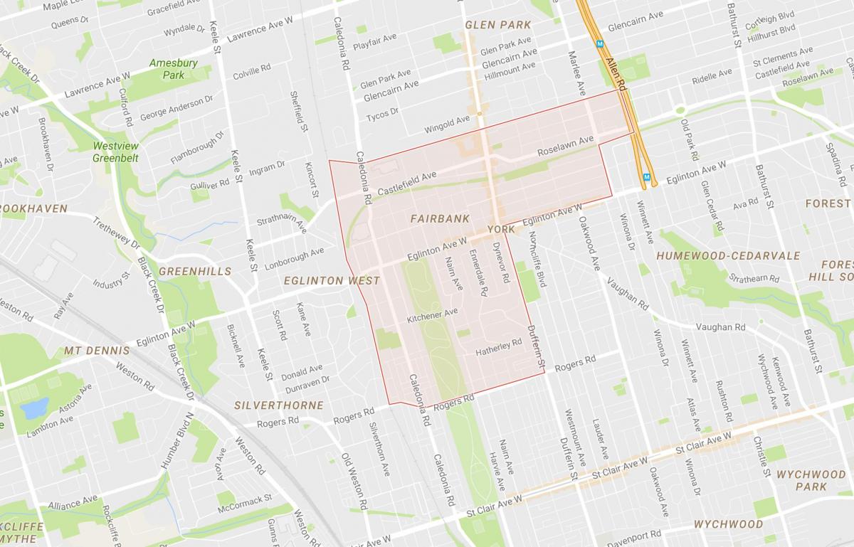 Kaart van Fairbank omgewing Toronto