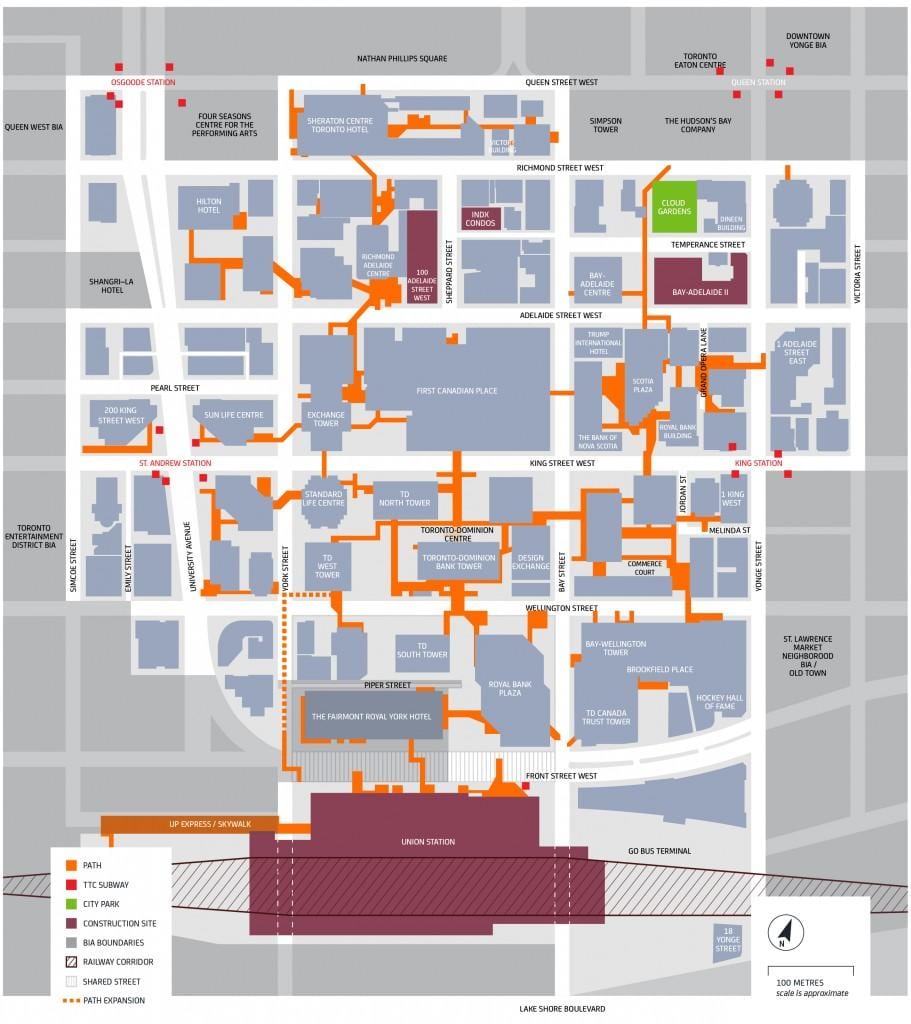 Kaart van die finansiële distrik Toronto