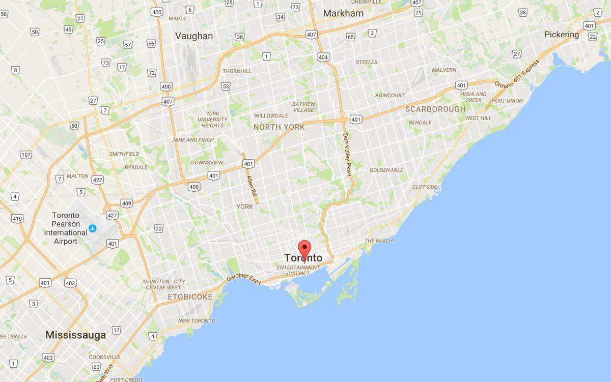 Kaart van die Finansiële Distrik distrik Toronto