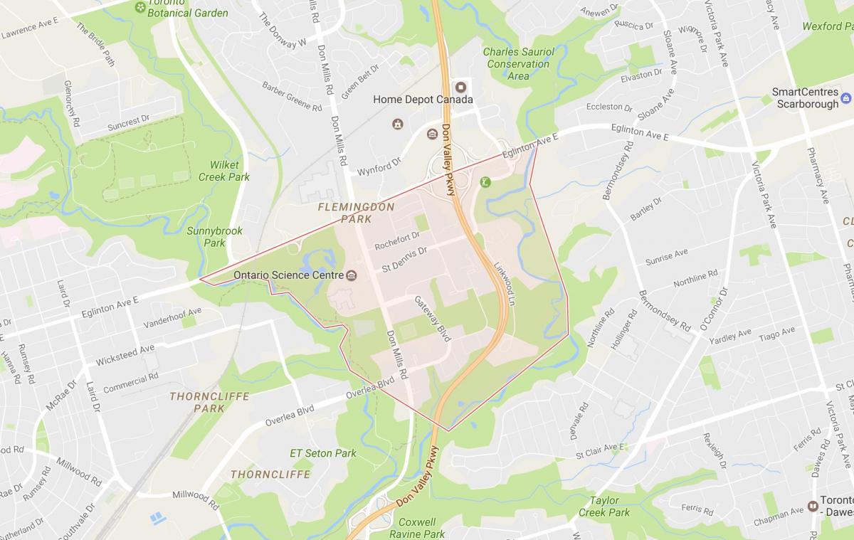 Kaart van Flemingdon Park omgewing Toronto