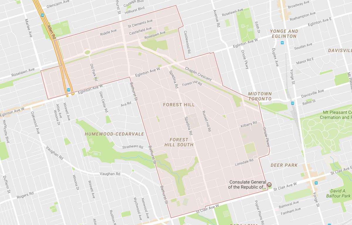 Kaart van Forest Hill omgewing Toronto
