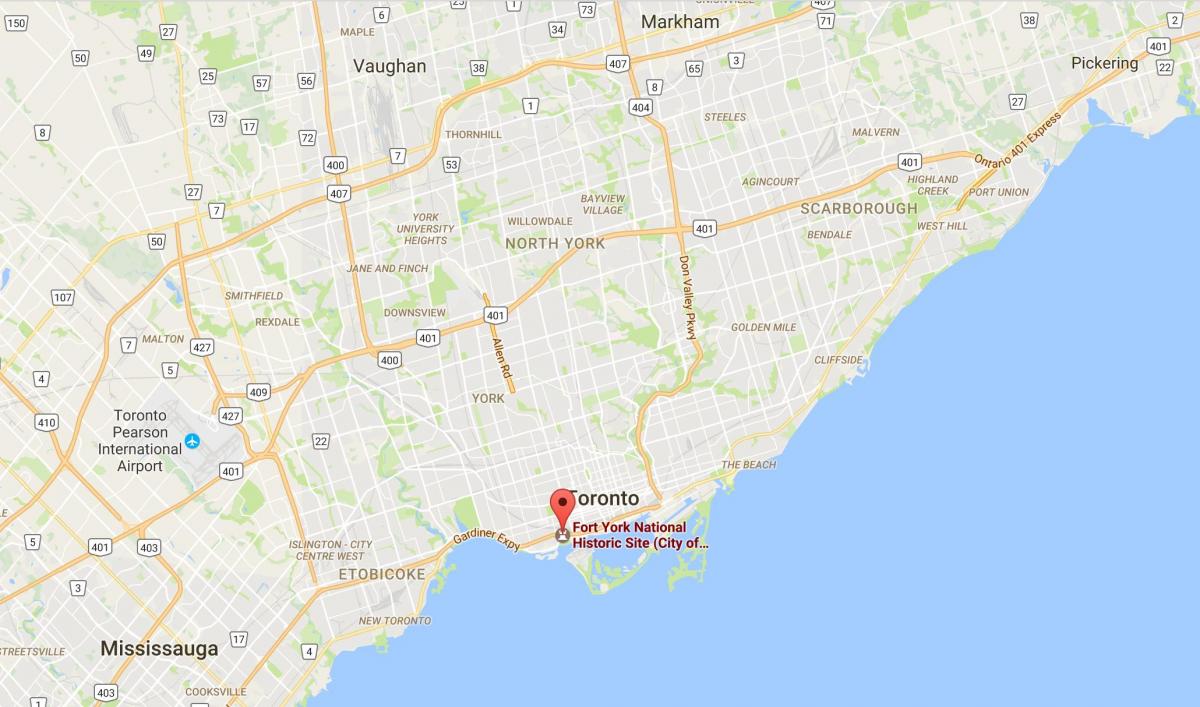 Kaart van Fort York distrik Toronto
