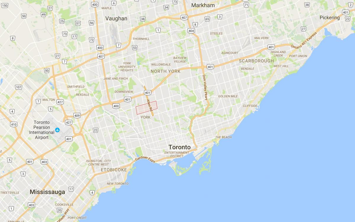 Kaart van Glen Park distrik Toronto
