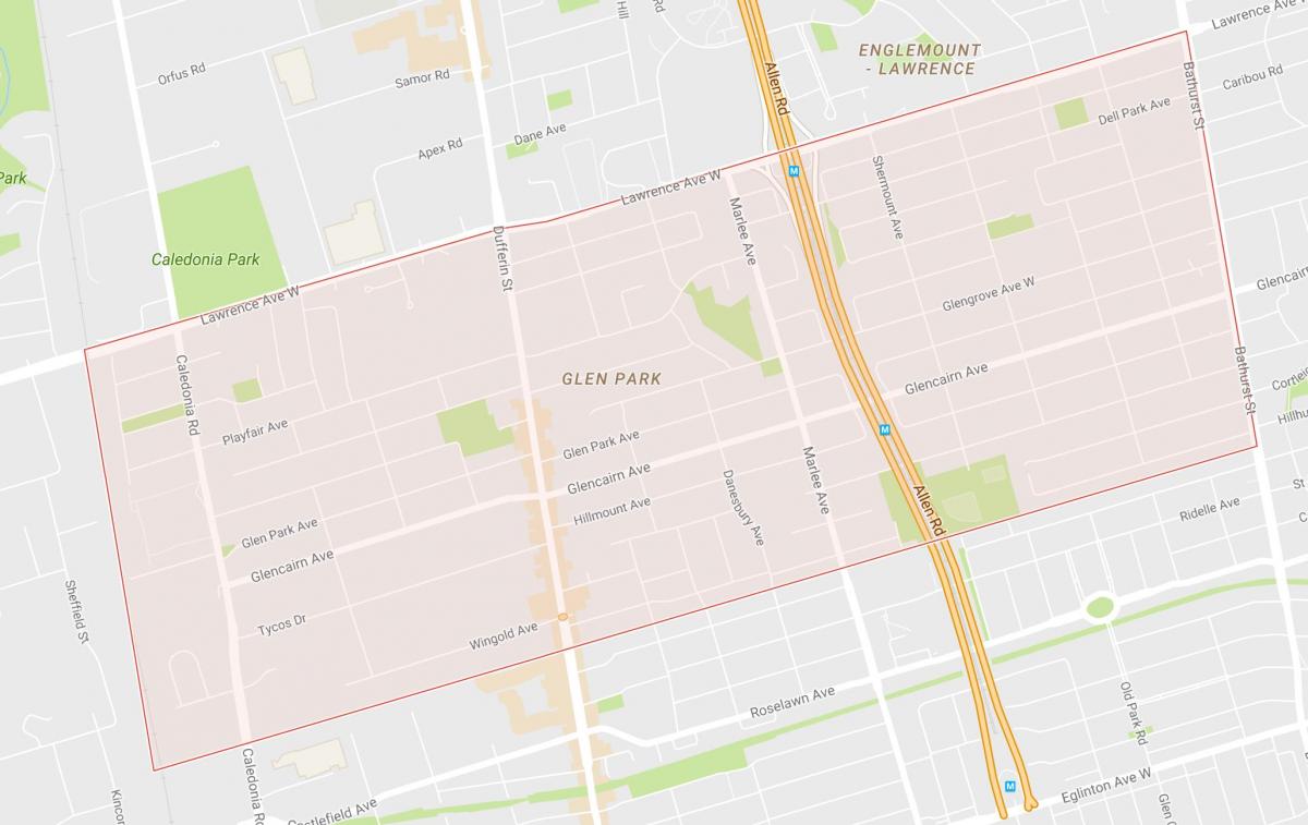 Kaart van Glen Park omgewing Toronto