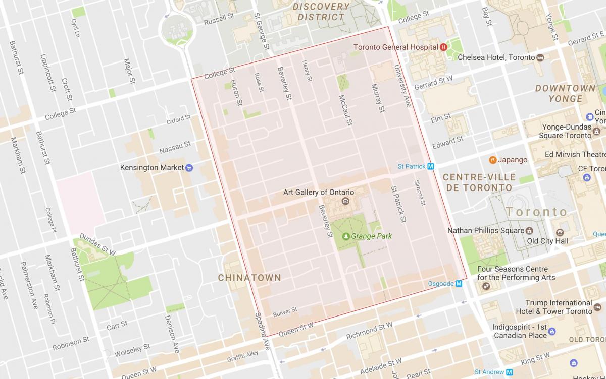 Kaart van die Grange Park omgewing Toronto