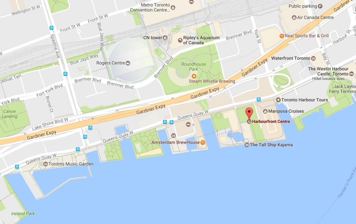 Kaart van Harbourfront omgewing Toronto