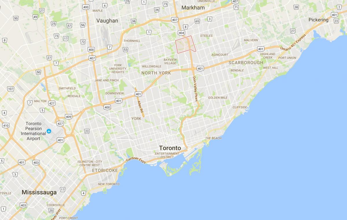 Kaart van Hillcrest Dorp distrik Toronto
