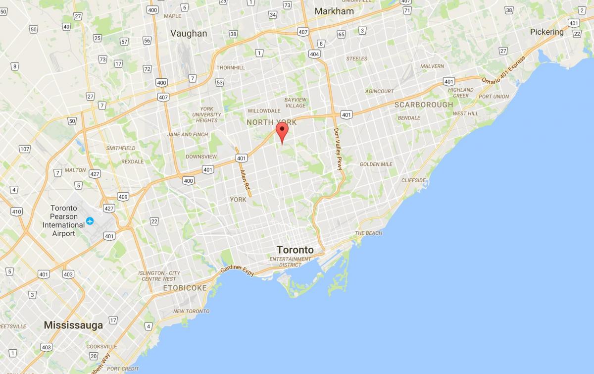 Kaart van Hoggs Hol distrik Toronto